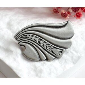 Swedish Made R. Tennesmed Pewter Art Nouveau Inspired Vintage Brooch Pin